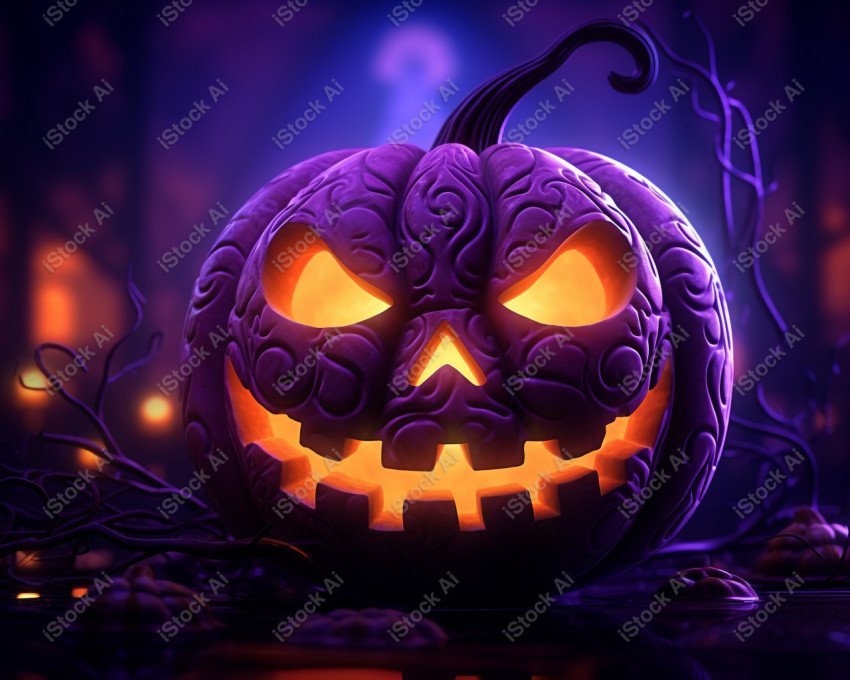 A stunning photograph of a pumpkin glowing with Hallow