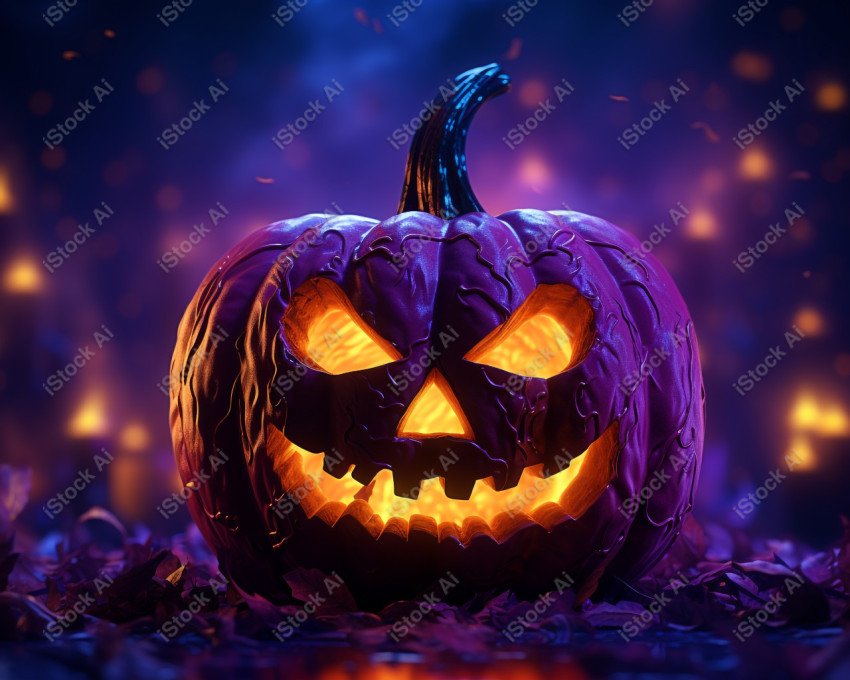 A stunning photograph of a pumpkin glowing with Hallow