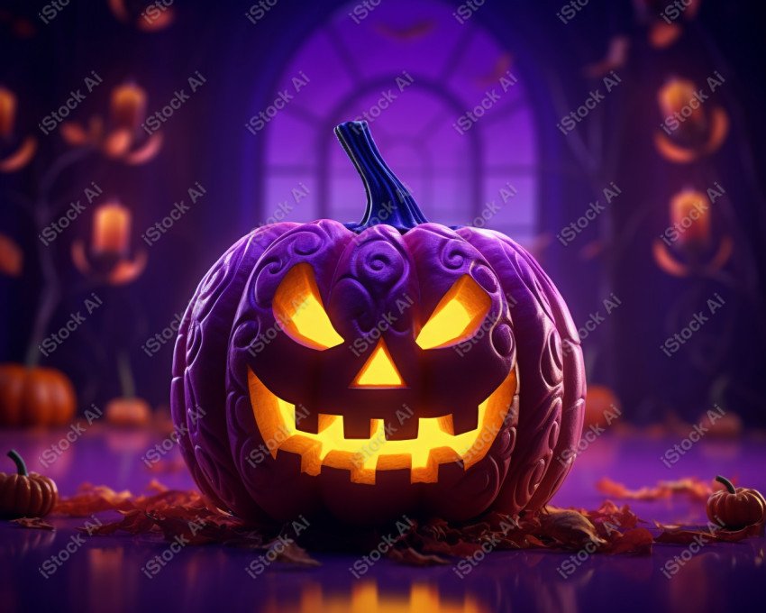 A stunning photograph of a pumpkin glowing with Hallow