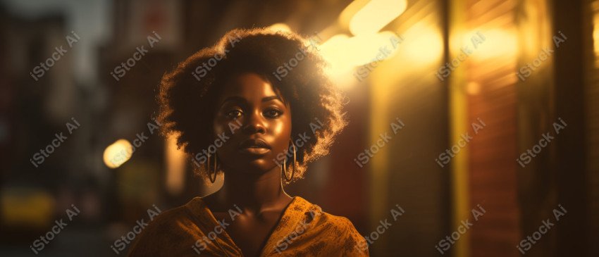 Cinematic, Portrait Photo, An African woman Street Light, Generated with AI  (18)