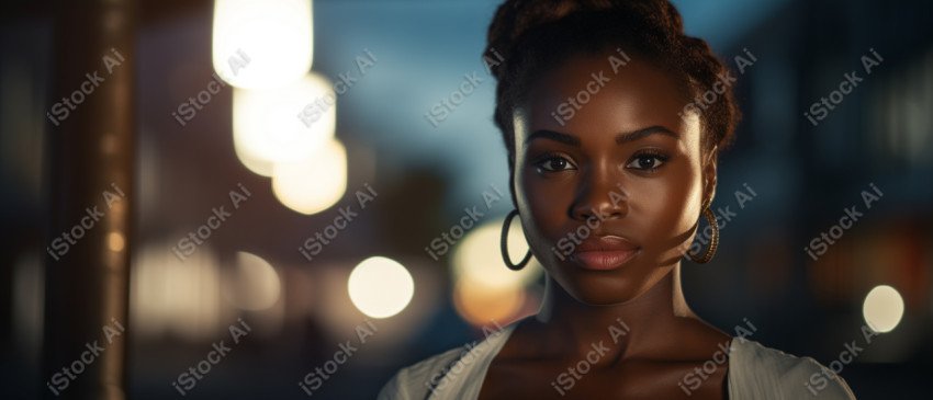 Cinematic, Portrait Photo, An African woman Street Light, Generated with AI  (16)