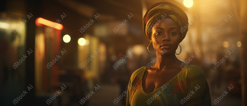 Cinematic, Portrait Photo, An African woman Street Light, Generated with AI  (7)
