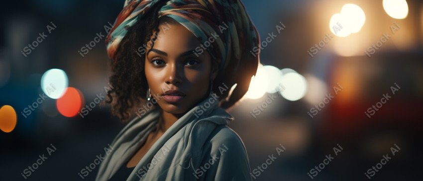 Cinematic, Portrait Photo, An African woman Street Light, Generated with AI  (15)