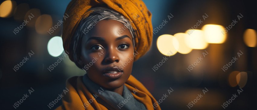 Cinematic, Portrait Photo, An African woman Street Light, Generated with AI  (2)