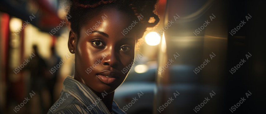 Cinematic, Portrait Photo, An African woman Street Light, Generated with AI  (17)