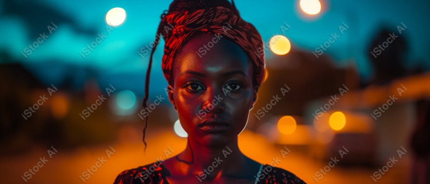 Cinematic, Portrait Photo, An African woman Street Light, Generated with AI  (22)