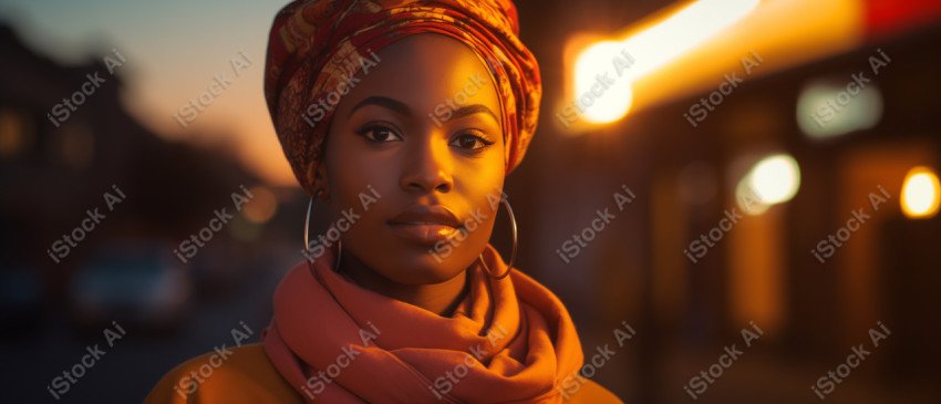 Cinematic, Portrait Photo, An African woman Street Light, Generated with AI  (24)