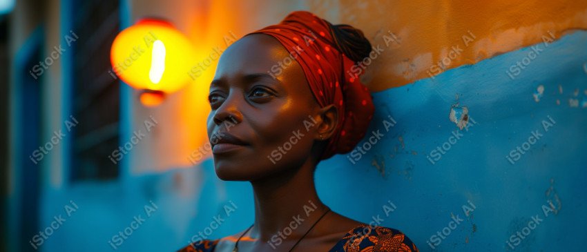 Cinematic, Portrait Photo, An African woman Street Light, Generated with AI  (41)