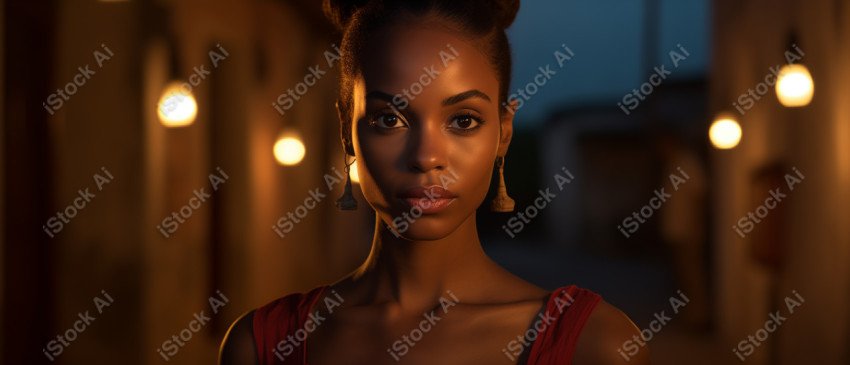 Cinematic, Portrait Photo, An African woman Street Light, Generated with AI  (28)