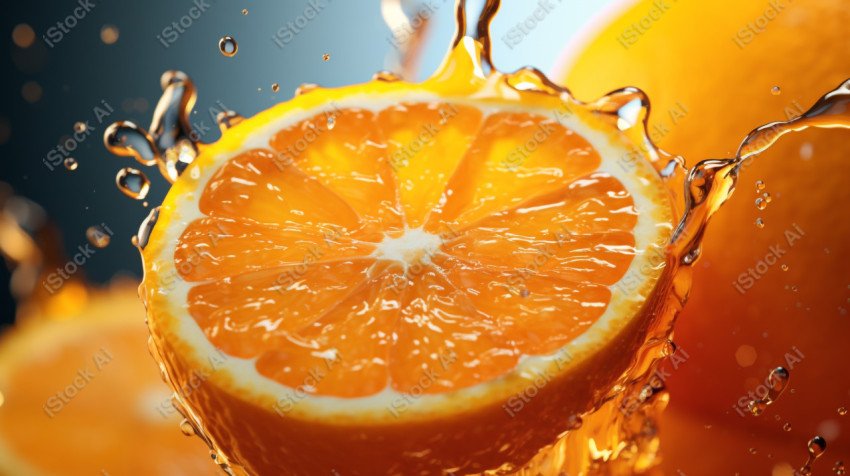 Juicy fresh orange, dripping with juices