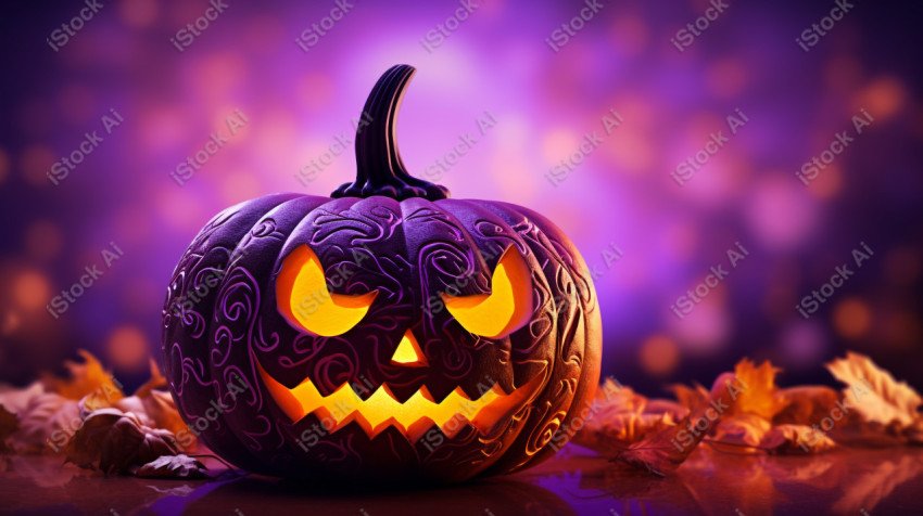 A stunning photograph of a pumpkin glowing with Hallow