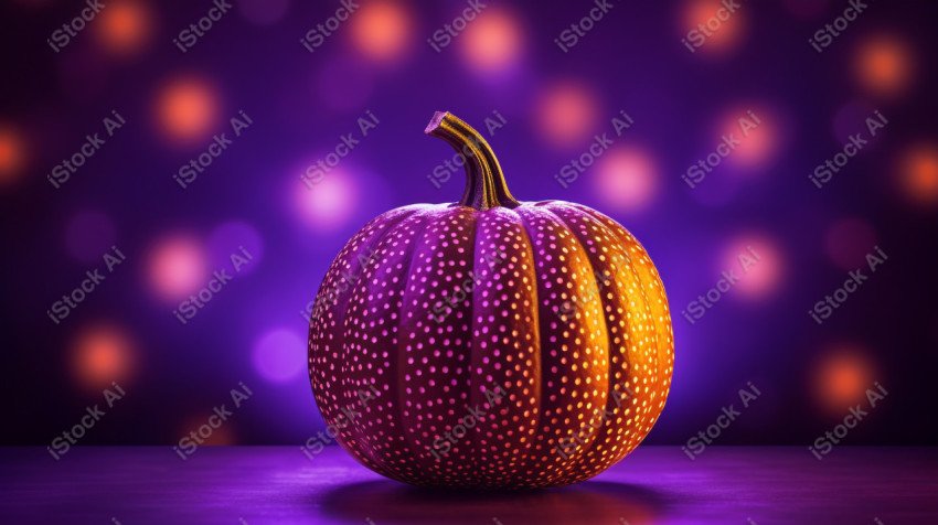 A stunning photograph of a pumpkin glowing with Hallow