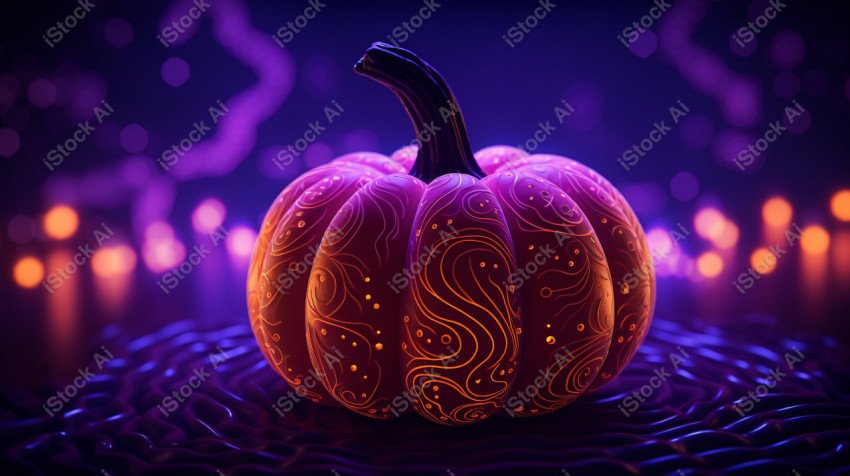 A stunning photograph of a pumpkin glowing with Hallow