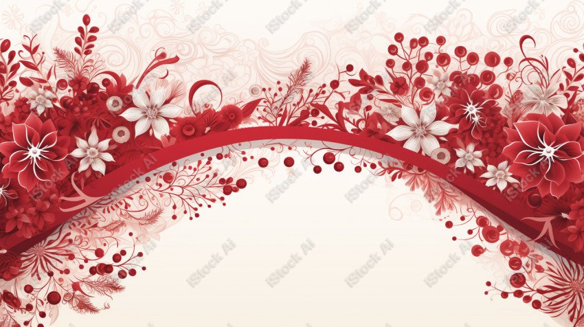 Background with festive red and white Christmas backdrop