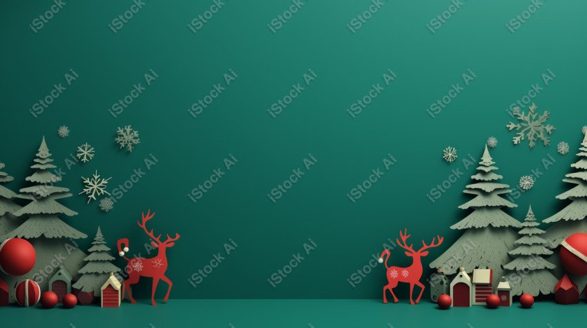 Green Paper Cut Christmas Wallpaper Background