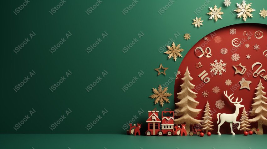 Green Paper Cut Christmas Wallpaper Background