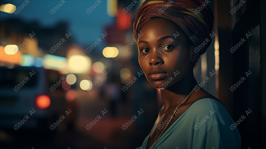 Cinematic, Portrait Photo, An African woman Street Light, Generated with AI  (10)