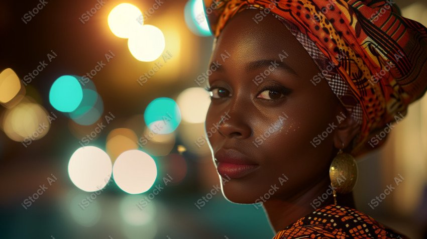 Cinematic, Portrait Photo, An African woman Street Light, Generated with AI  (4)