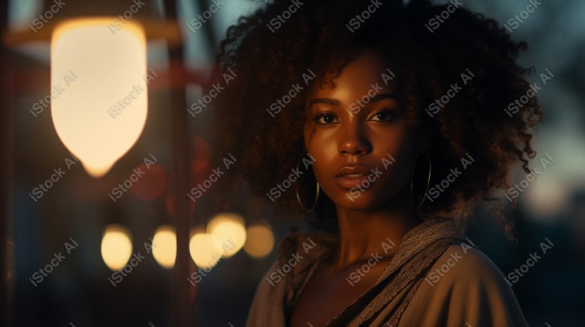 Cinematic, Portrait Photo, An African woman Street Light, Generated with AI  (34)