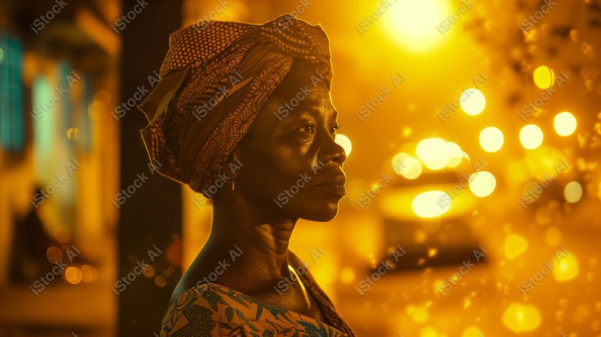 Cinematic, Portrait Photo, An African woman Street Light, Generated with AI  (21)