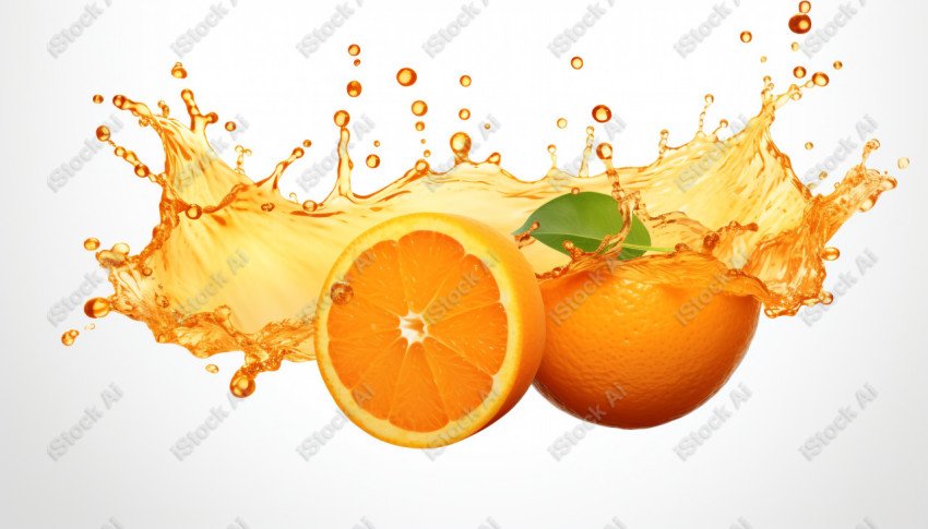 Juicy fresh orange, dripping with juices