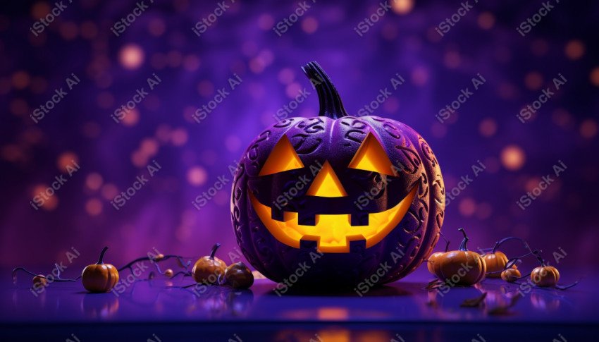 A stunning photograph of a pumpkin glowing with Hallow