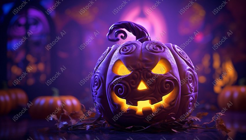 A stunning photograph of a pumpkin glowing with Hallow