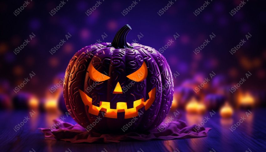 A stunning photograph of a pumpkin glowing with Hallow