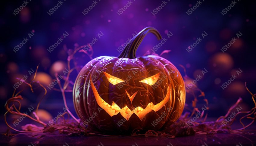 A stunning photograph of a pumpkin glowing with Hallow