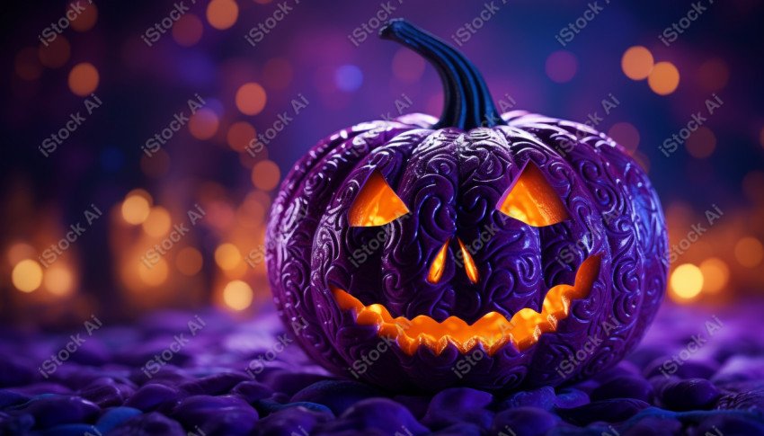 A stunning photograph of a pumpkin glowing with Hallow