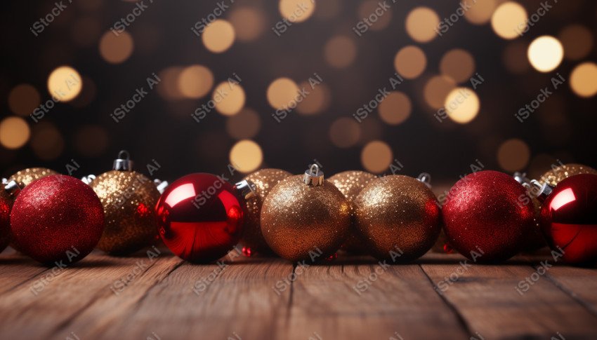 A beautiful background with beautiful Christmas balls and snow