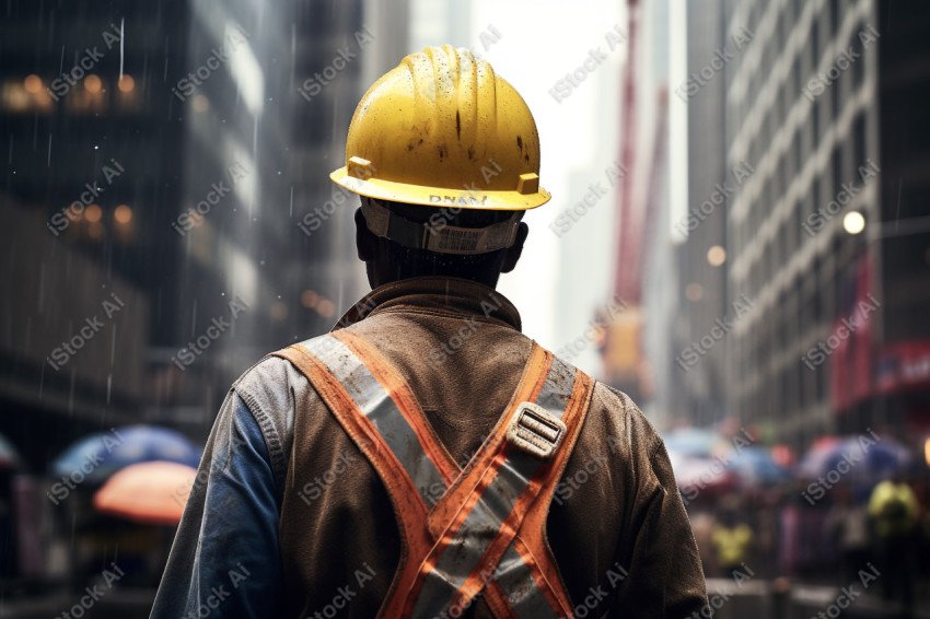 Vibrant photography that captures the essence of Labor Day, Close up of a hard wearing construction worker drenched in sweat (31)