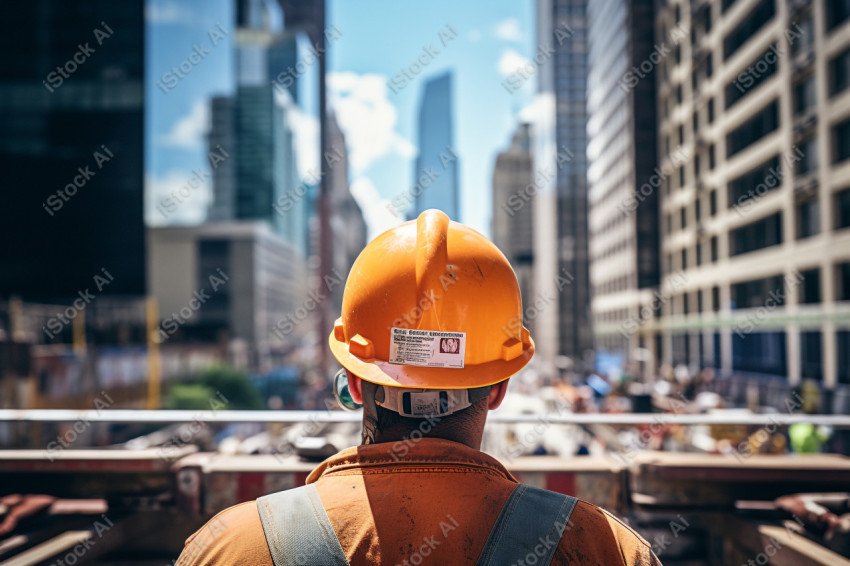 Vibrant photography that captures the essence of Labor Day, Close up of a hard wearing construction worker drenched in sweat (30)