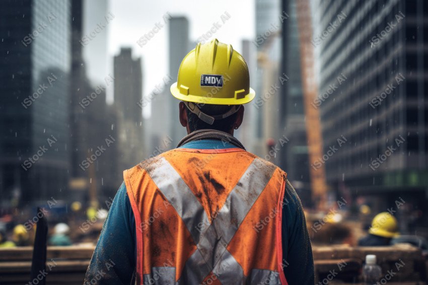 Vibrant photography that captures the essence of Labor Day, Close up of a hard wearing construction worker drenched in sweat (1)