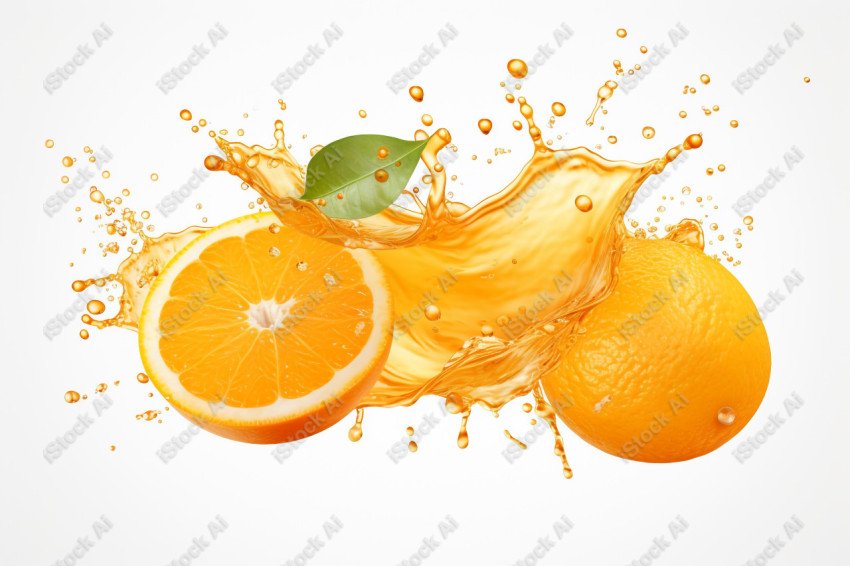 Juicy fresh orange, dripping with juices