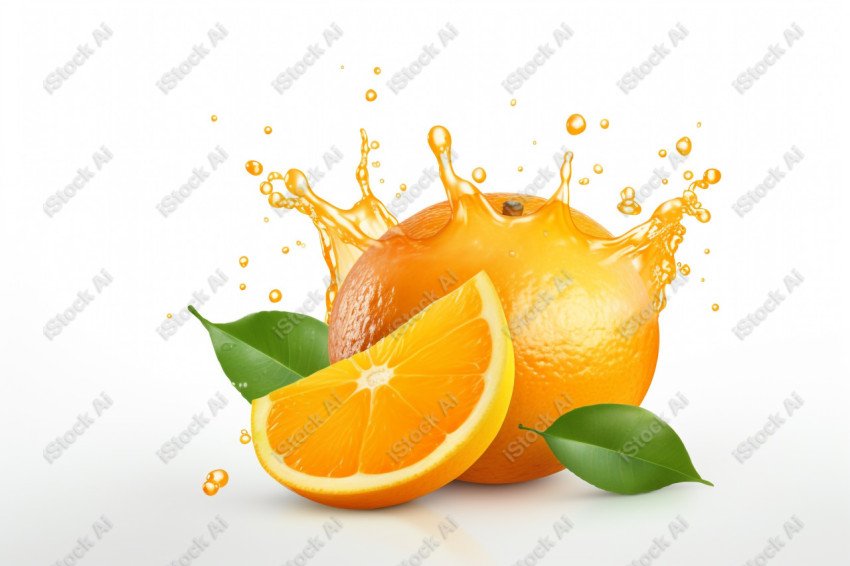 Juicy fresh orange, dripping with juices