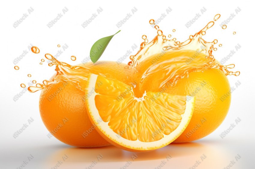 Juicy fresh orange, dripping with juices