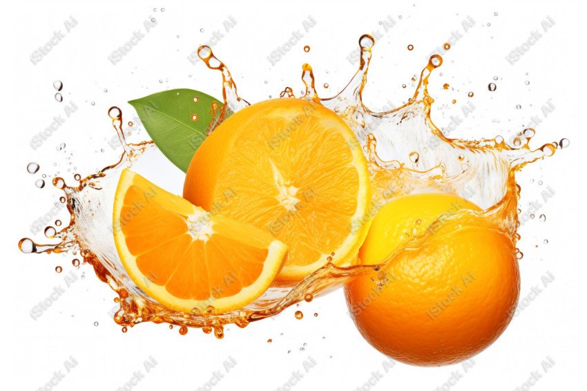 Juicy fresh orange, dripping with juices