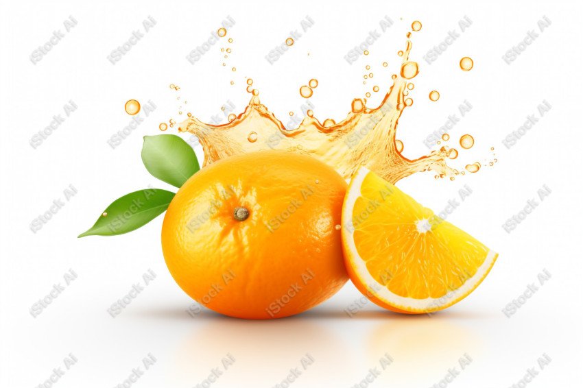 Juicy fresh orange, dripping with juices