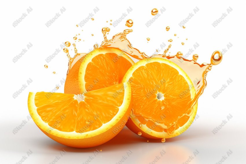 Juicy fresh orange, dripping with juices