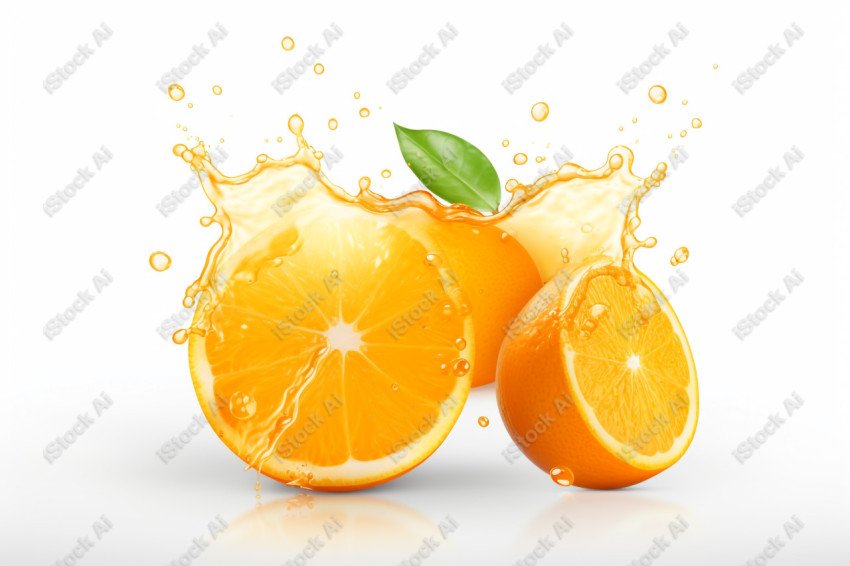 Juicy fresh orange, dripping with juices