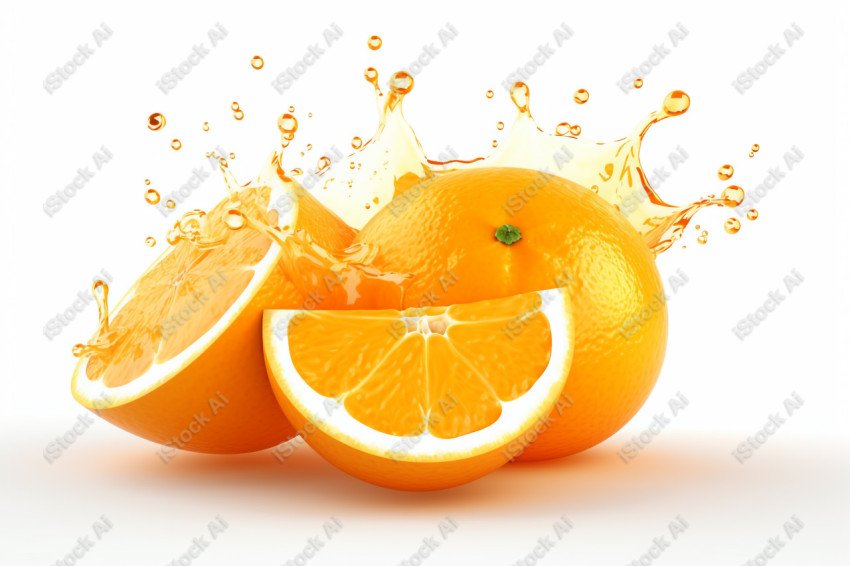 Juicy fresh orange, dripping with juices