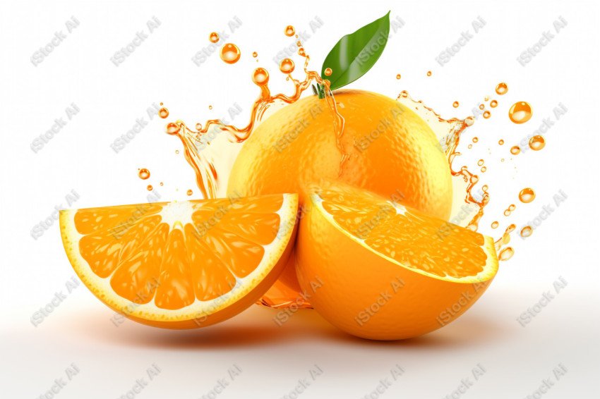 Juicy fresh orange, dripping with juices