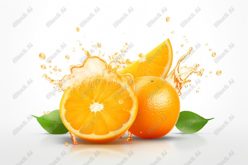 Juicy fresh orange, dripping with juices