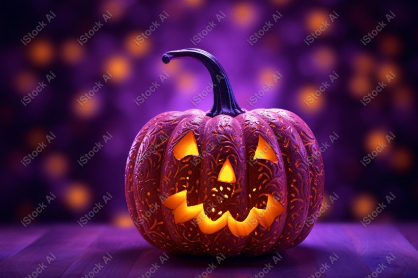 A stunning photograph of a pumpkin glowing with Hallow