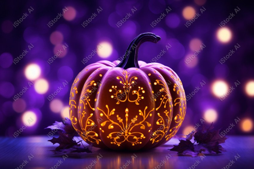 A stunning photograph of a pumpkin glowing with Hallow