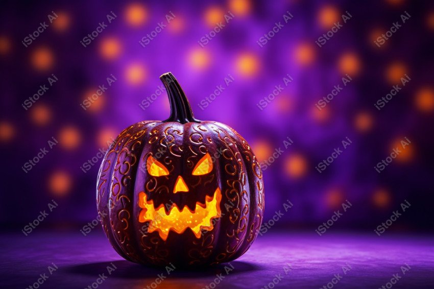 A stunning photograph of a pumpkin glowing with Hallow