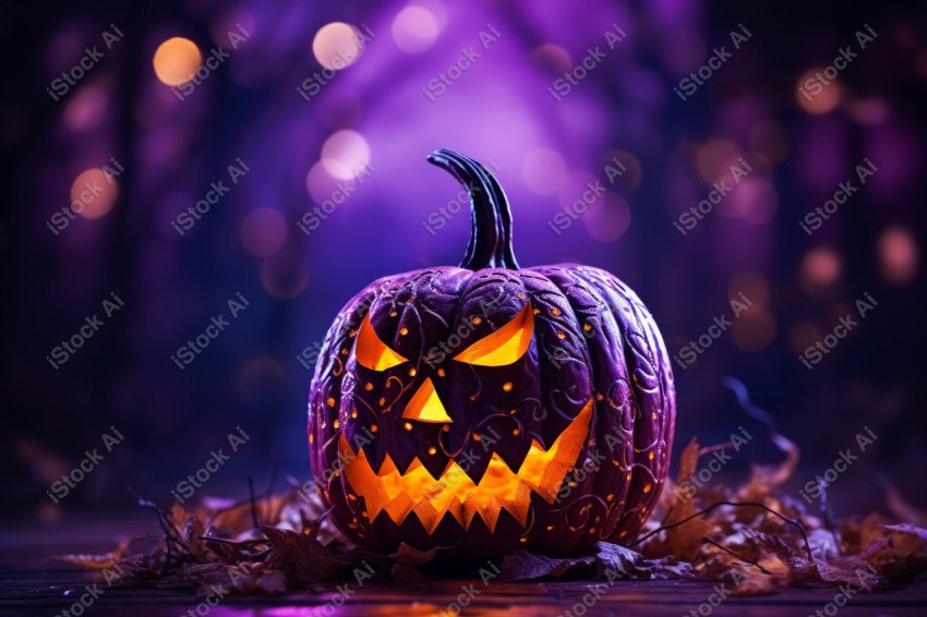 A stunning photograph of a pumpkin glowing with Hallow