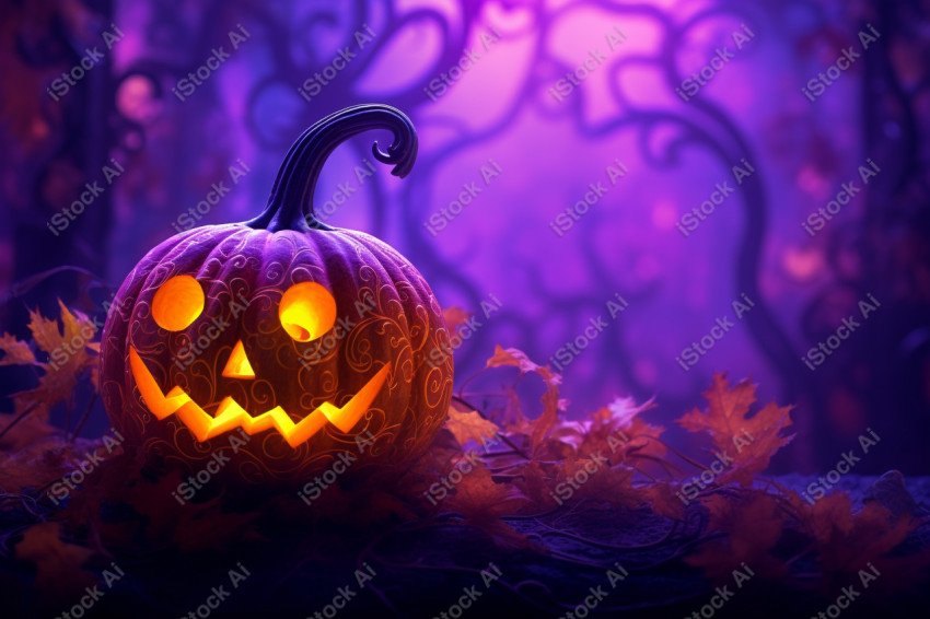 A stunning photograph of a pumpkin glowing with Hallow