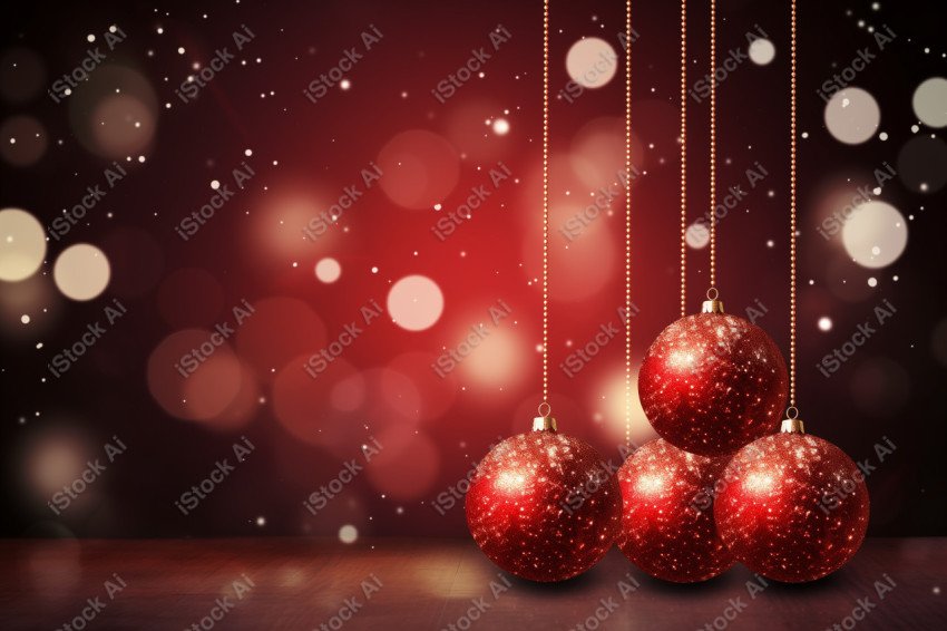 A beautiful background with beautiful Christmas balls and snow